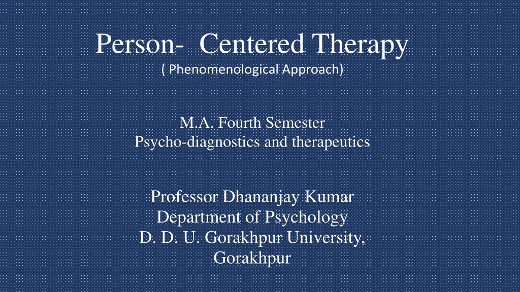 person centered therapy phenomenological approach