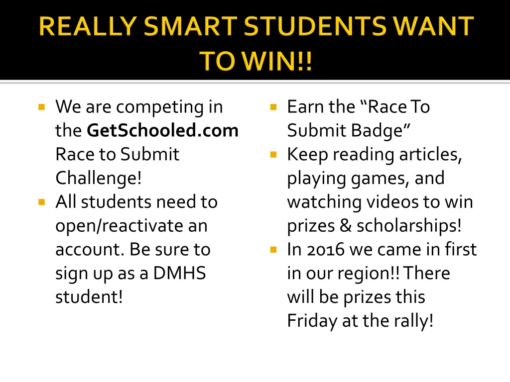 we are competing in the getschooled com race