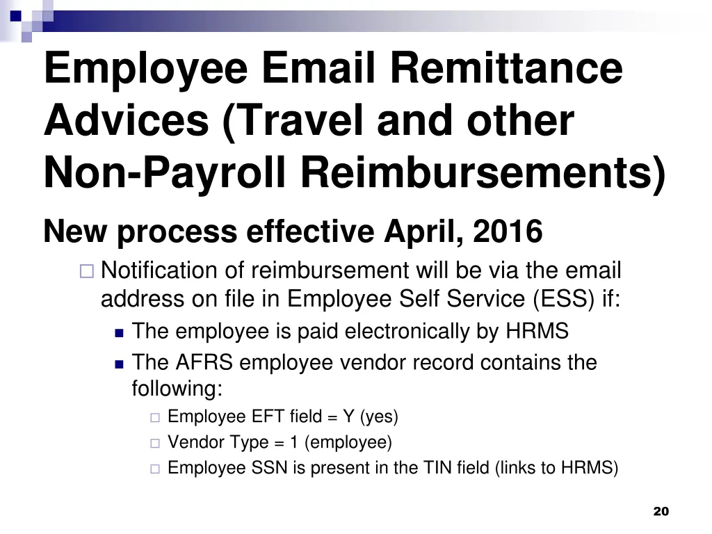 employee email remittance advices travel