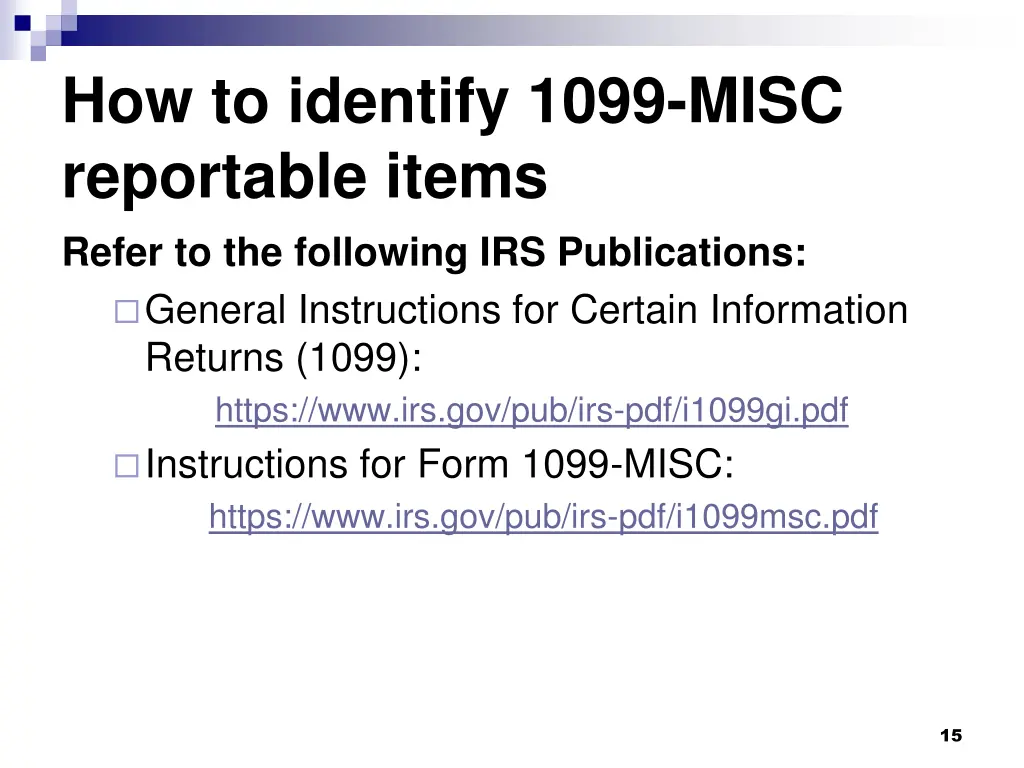 how to identify 1099 misc reportable items refer
