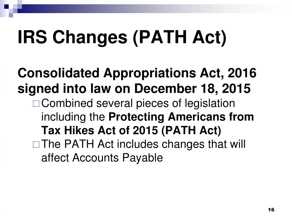 irs changes path act