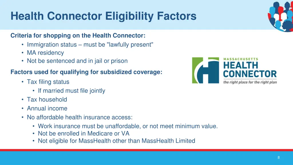 health connector eligibility factors