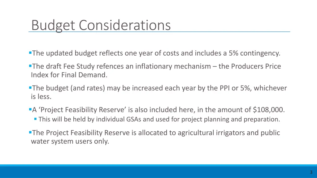 budget considerations