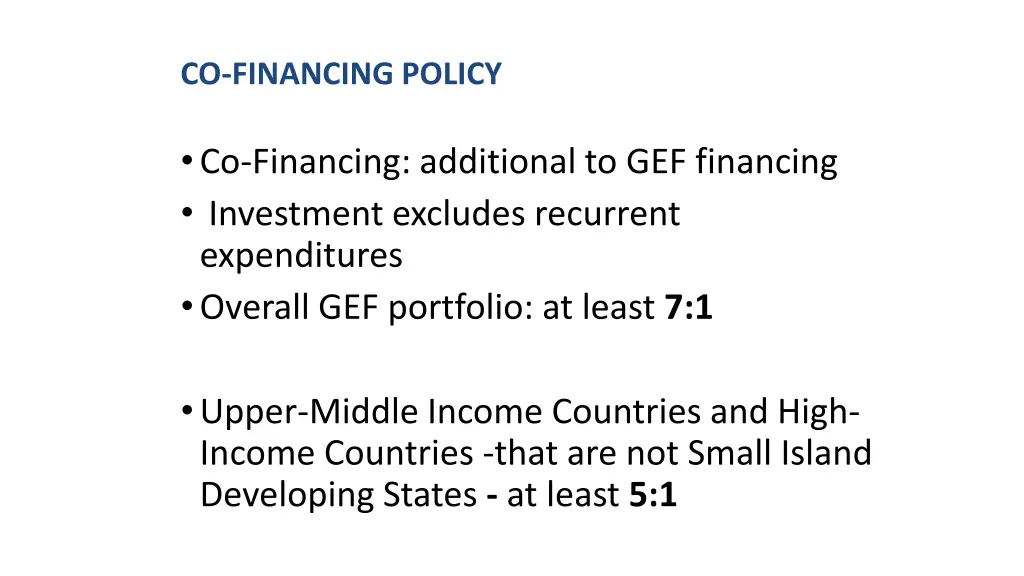 co financing policy
