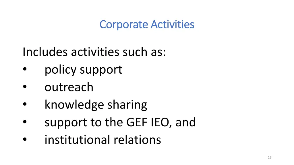 corporate activities corporate activities
