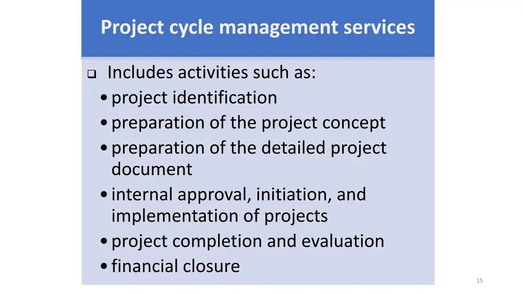 project cycle management services