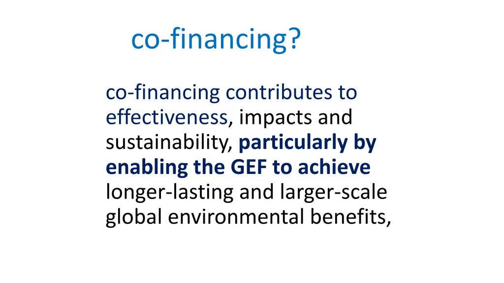 why co financing