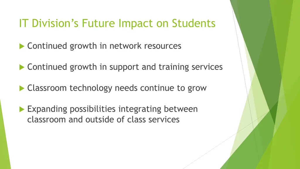 it division s future impact on students
