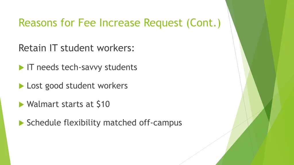 reasons for fee increase request cont 1