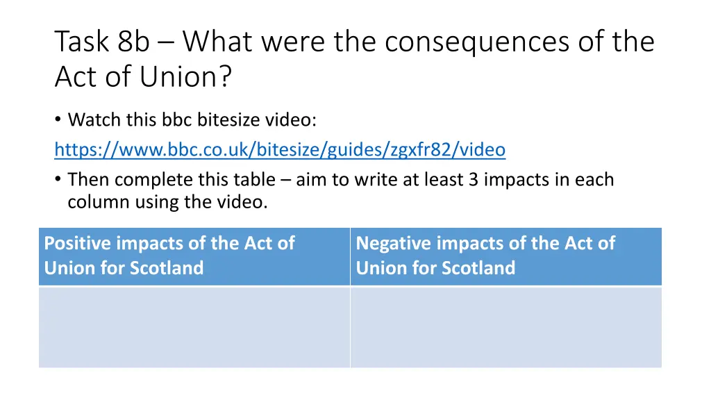 task 8b what were the consequences