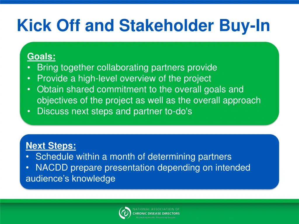 kick off and stakeholder buy in