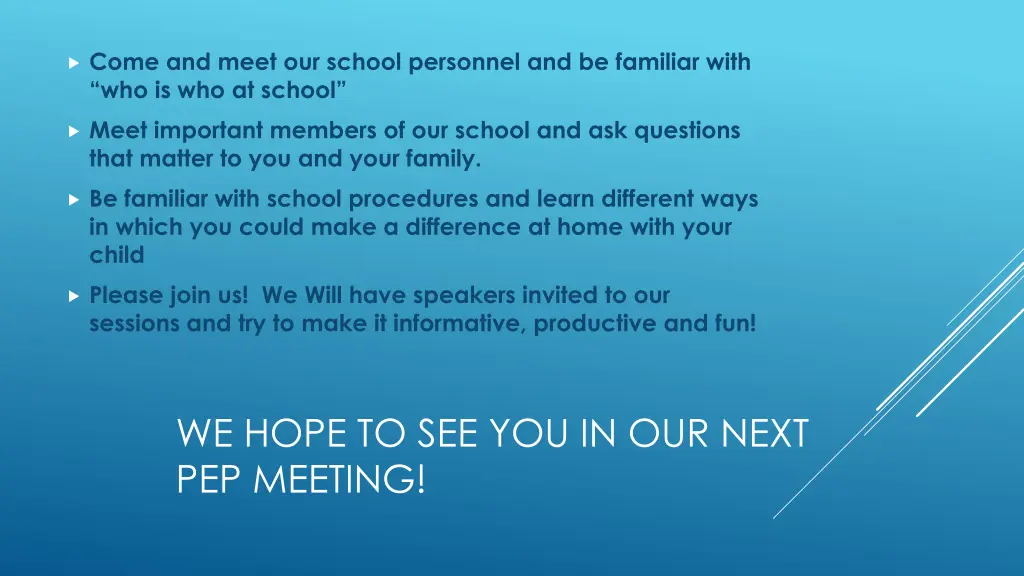 come and meet our school personnel
