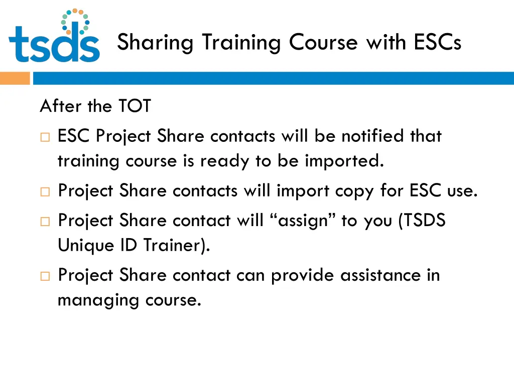 sharing training course with escs