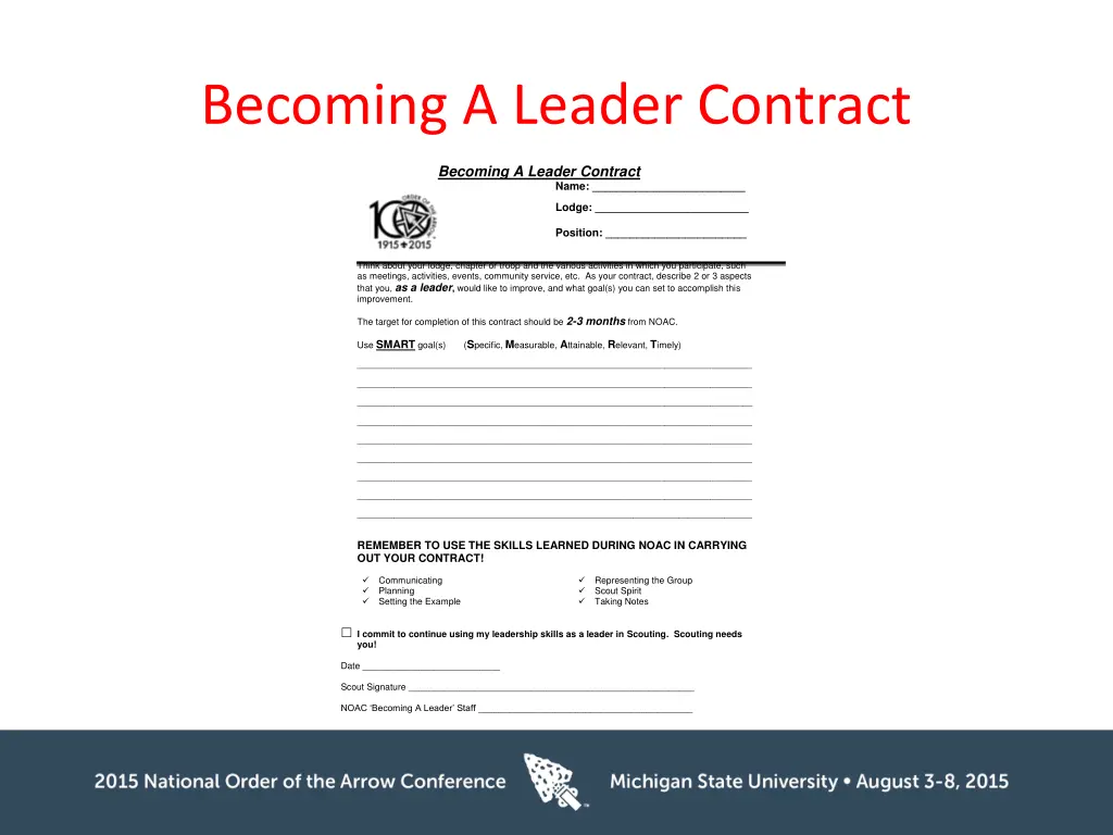 becoming a leader contract