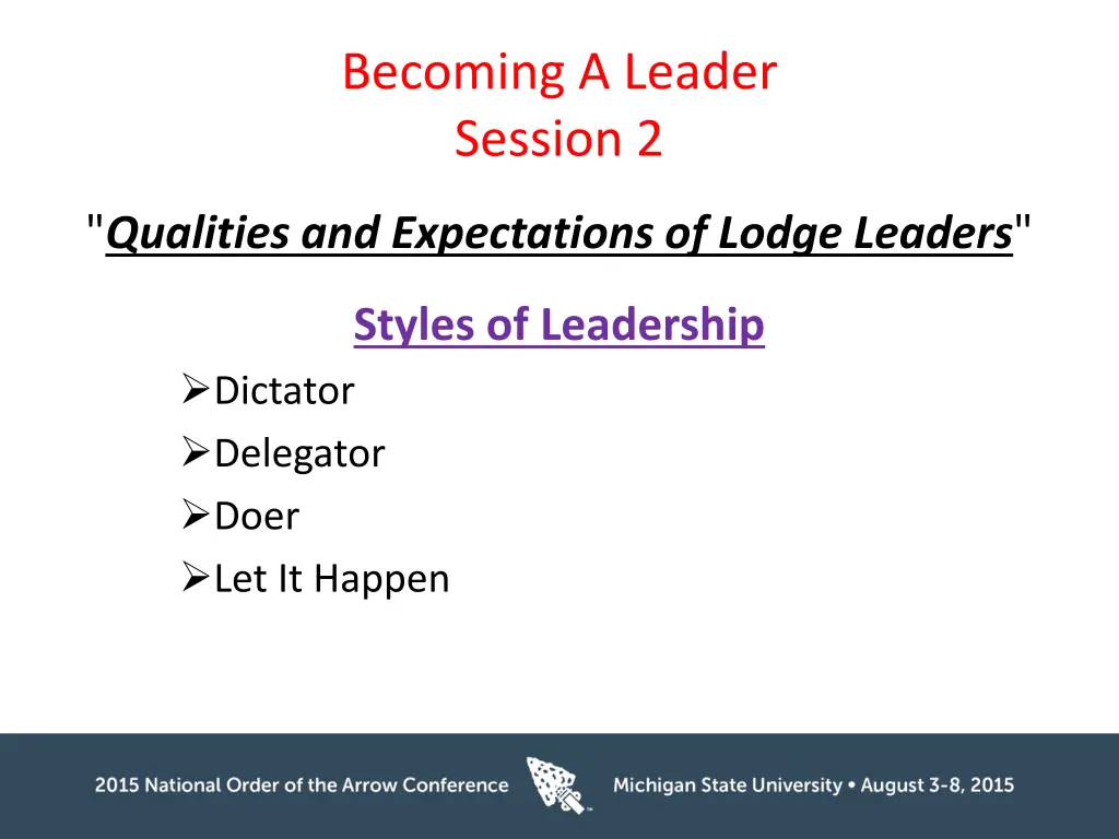 becoming a leader session 2