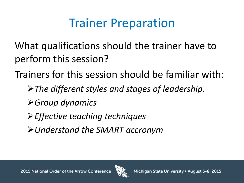 trainer preparation
