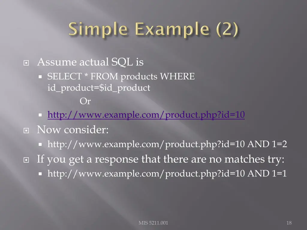 assume actual sql is select from products where