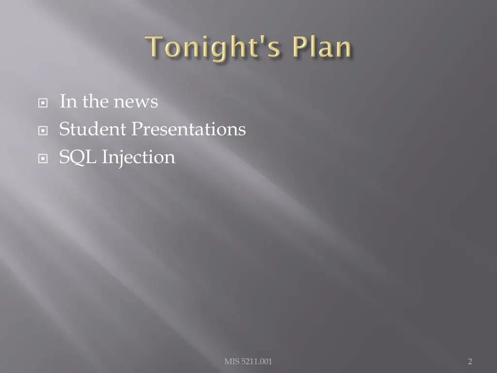 in the news student presentations sql injection