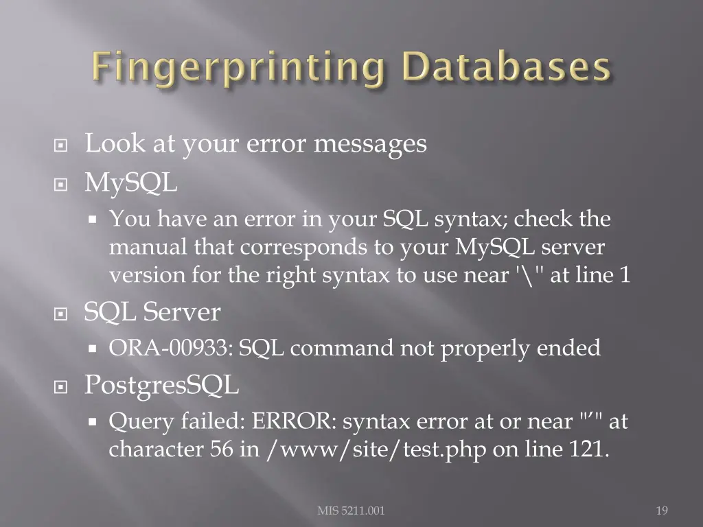 look at your error messages mysql you have