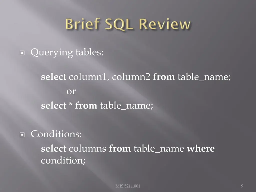 querying tables