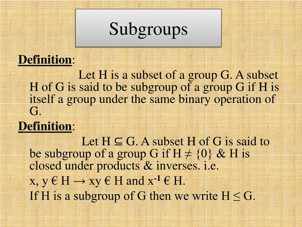 subgroups