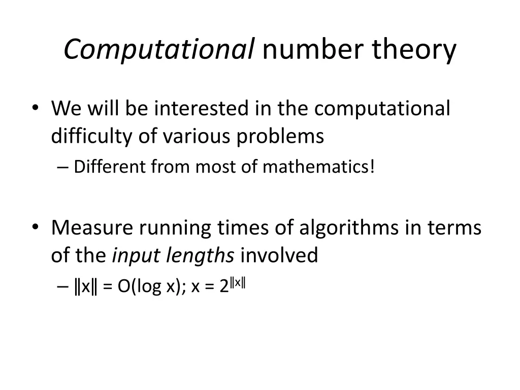 computational number theory 1