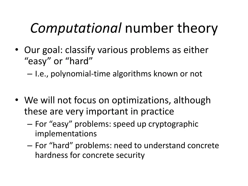 computational number theory 2