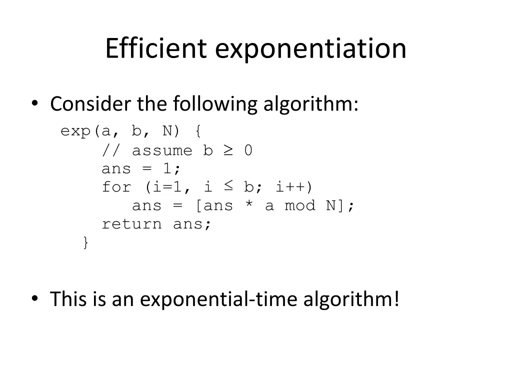 efficient exponentiation