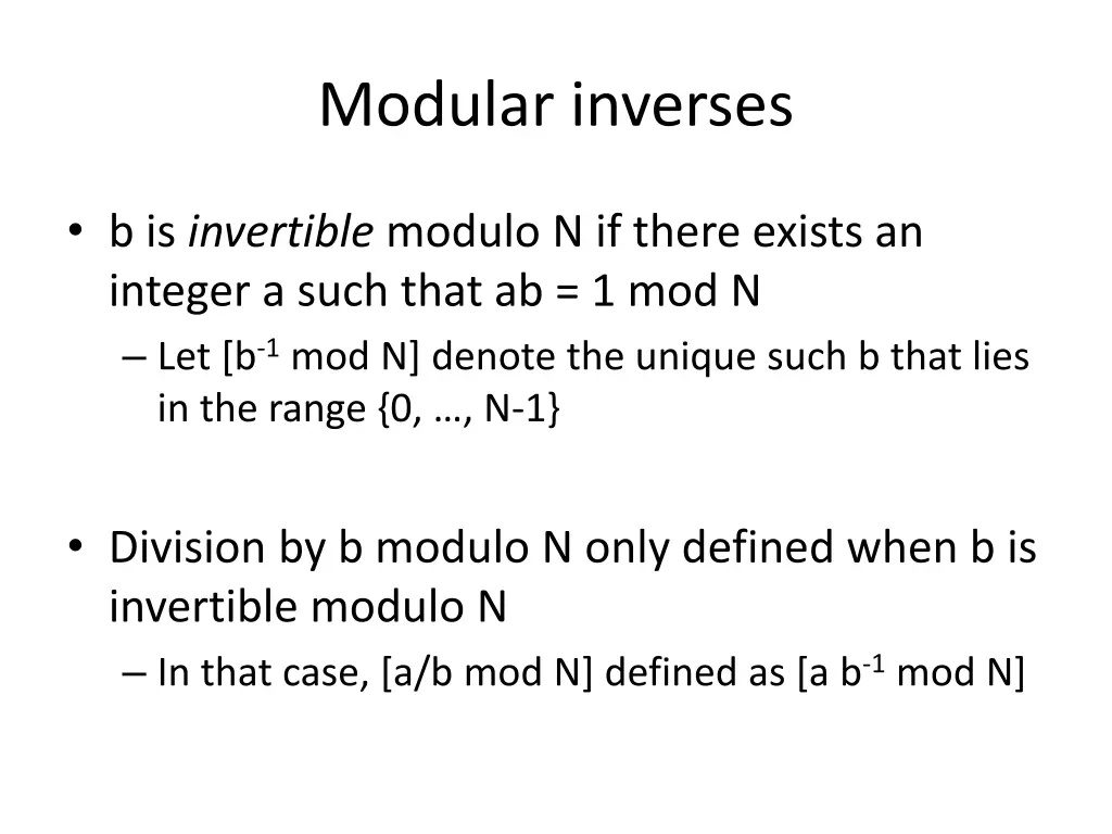 modular inverses