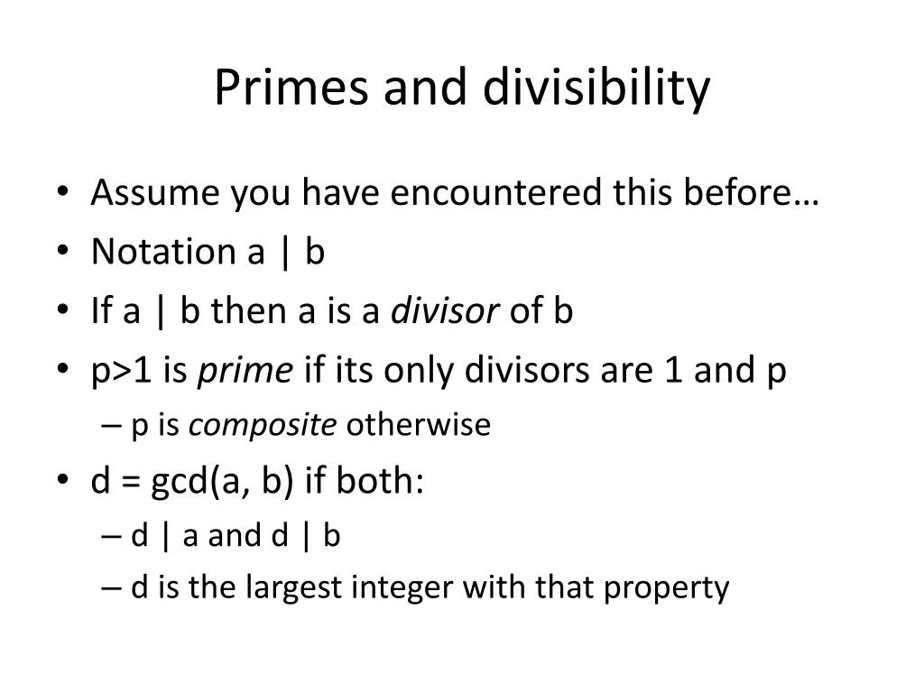 primes and divisibility