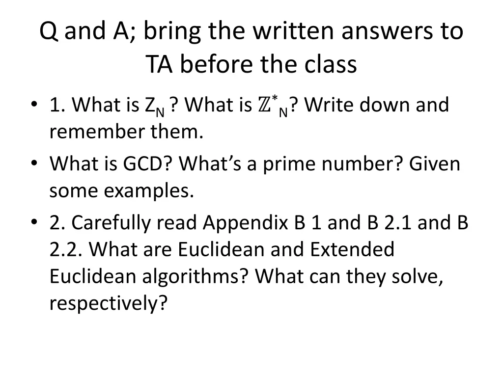 q and a bring the written answers to ta before