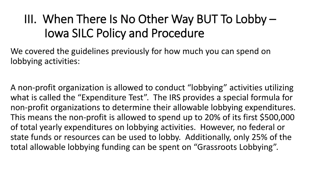 iii when there is no other way but to lobby 3