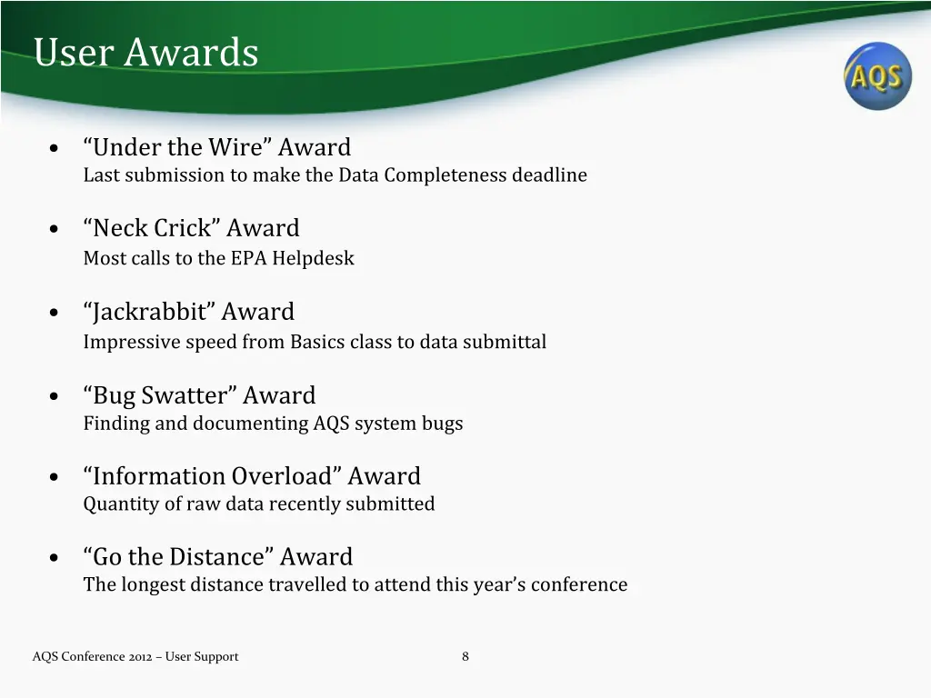 user awards