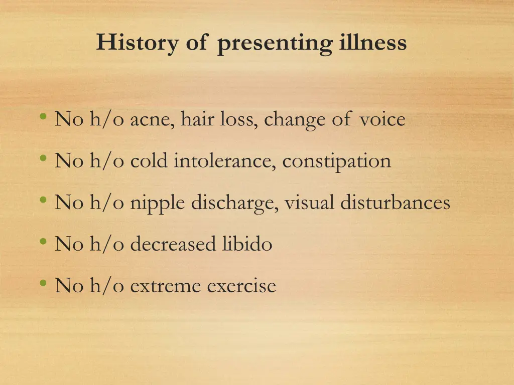history of presenting illness