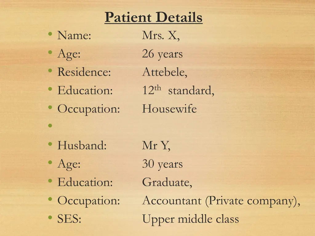 patient details