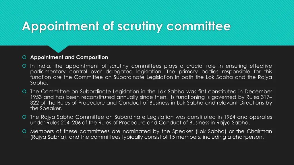 appointment of scrutiny committee