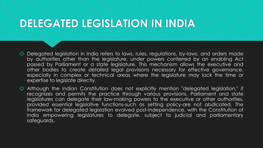 delegated legislation in india
