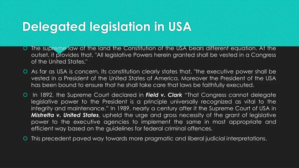 delegated legislation in usa