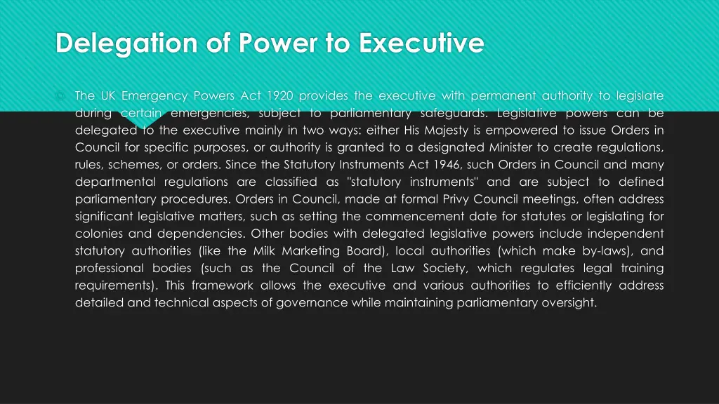 delegation of power to executive