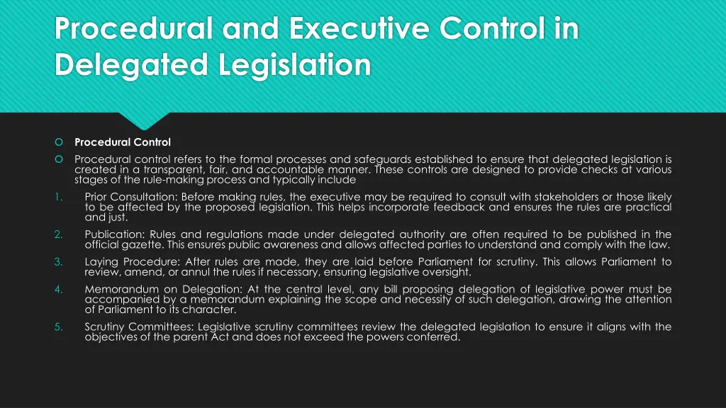 procedural and executive control in delegated