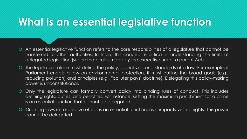 what is an essential legislative function