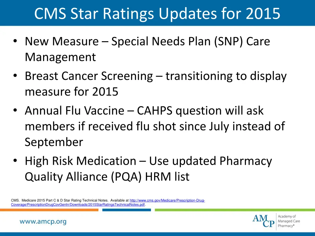 cms star ratings updates for 2015