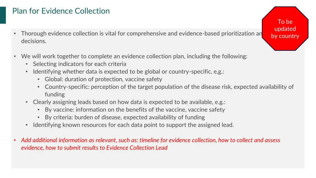 plan for evidence collection
