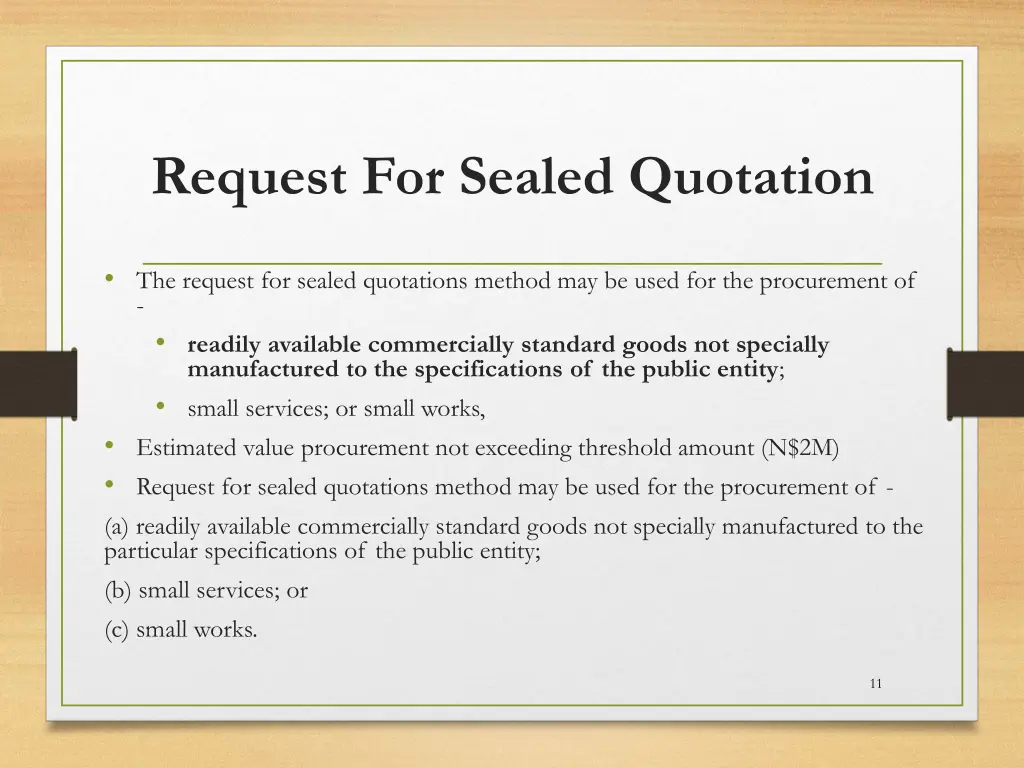 request for sealed quotation