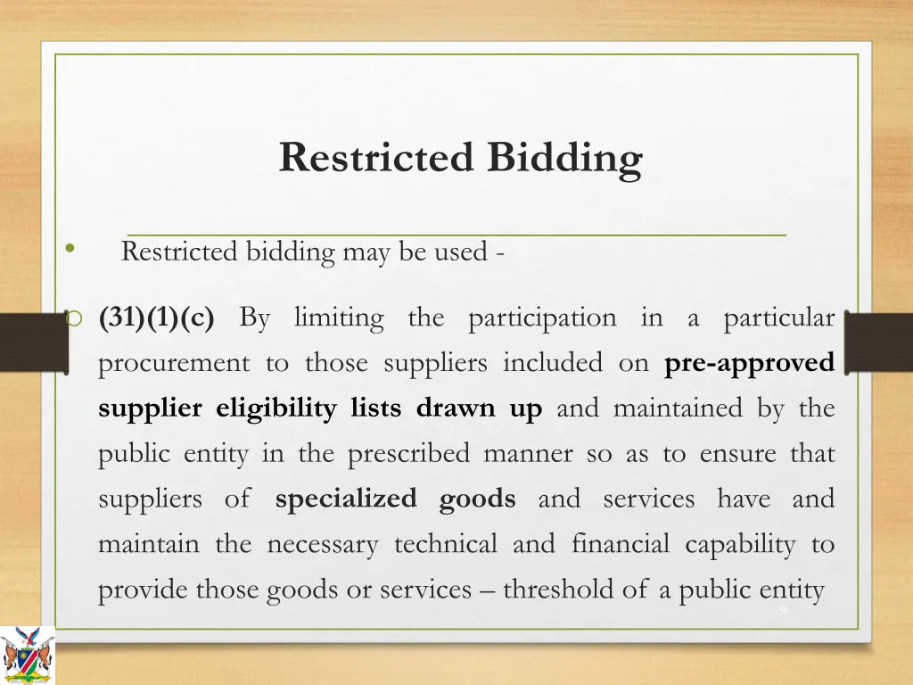 restricted bidding 1
