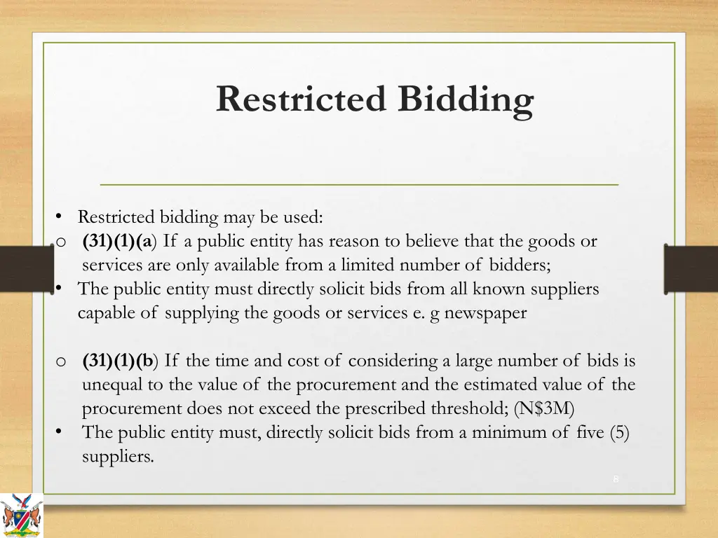 restricted bidding