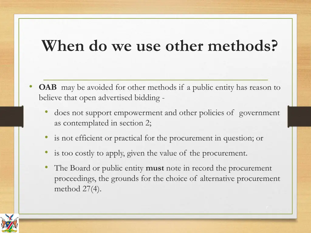 when do we use other methods
