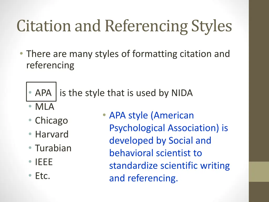 citation and referencing styles