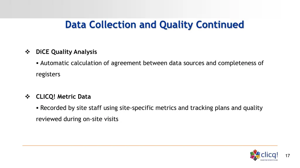 data collection and quality continued