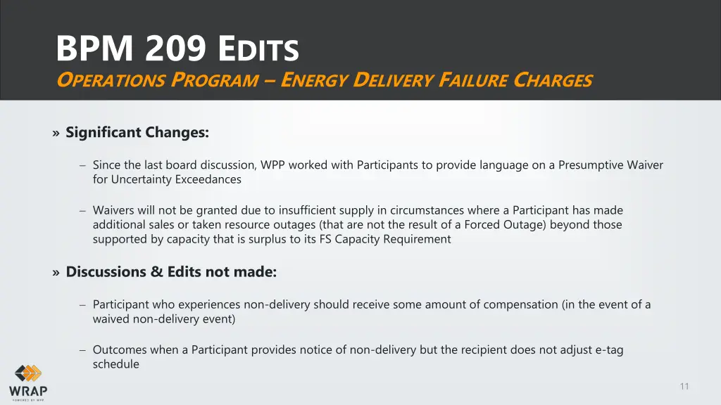 bpm 209 e dits o perations p rogram e nergy